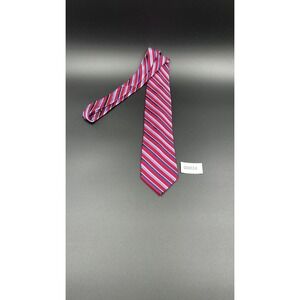 Chaps Men's Silk Striped Necktie - Red, Navy & Light Blue